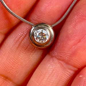 Diamond Necklace in sterling silver bevel setting